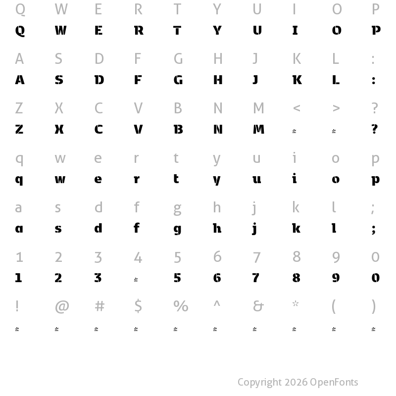 Character Map of FONTSPRING DEMO - Kobenhavn C Stencil Black Regular