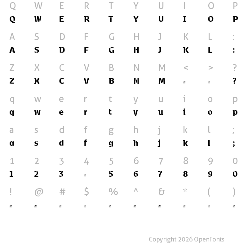 Character Map of FONTSPRING DEMO - Kobenhavn C Stencil ExtraBold Regular