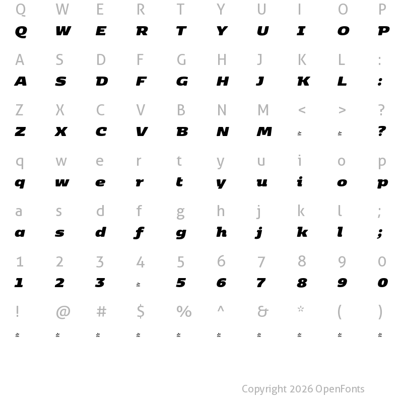 Character Map of FONTSPRING DEMO - Kobenhavn UltraBlack Italic