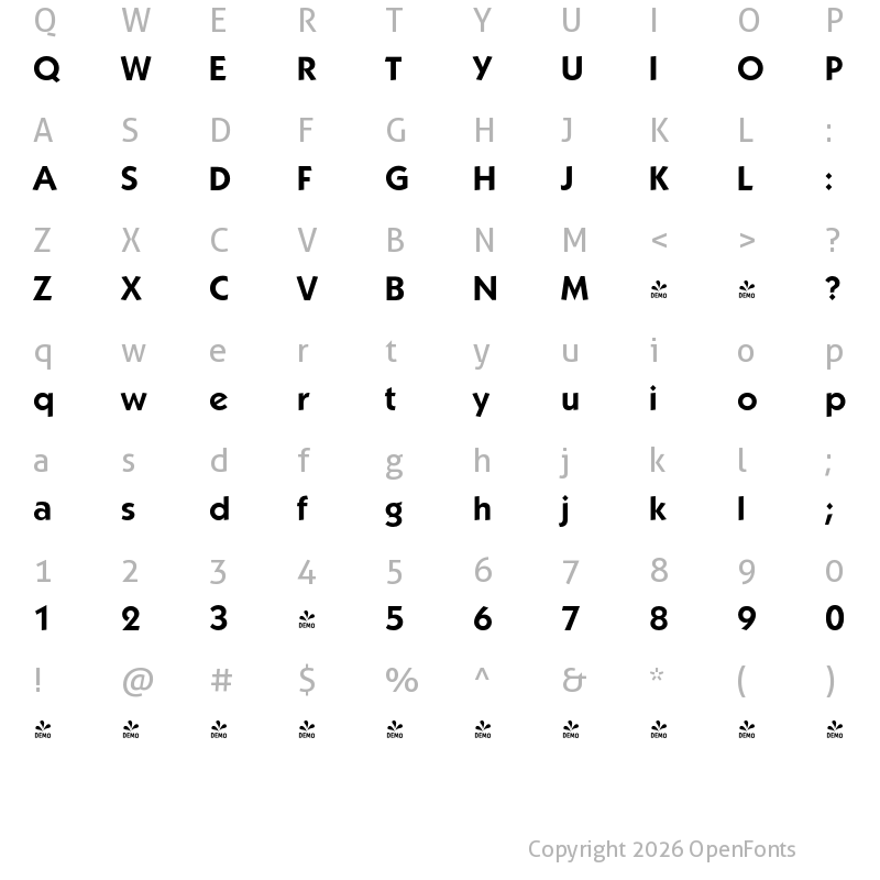 Character Map of FONTSPRING DEMO - Koblenz Serial Bold