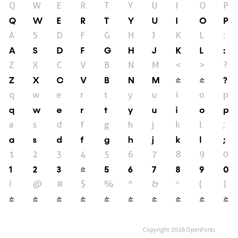 Character Map of FONTSPRING DEMO - Konnect SemiBold Regular
