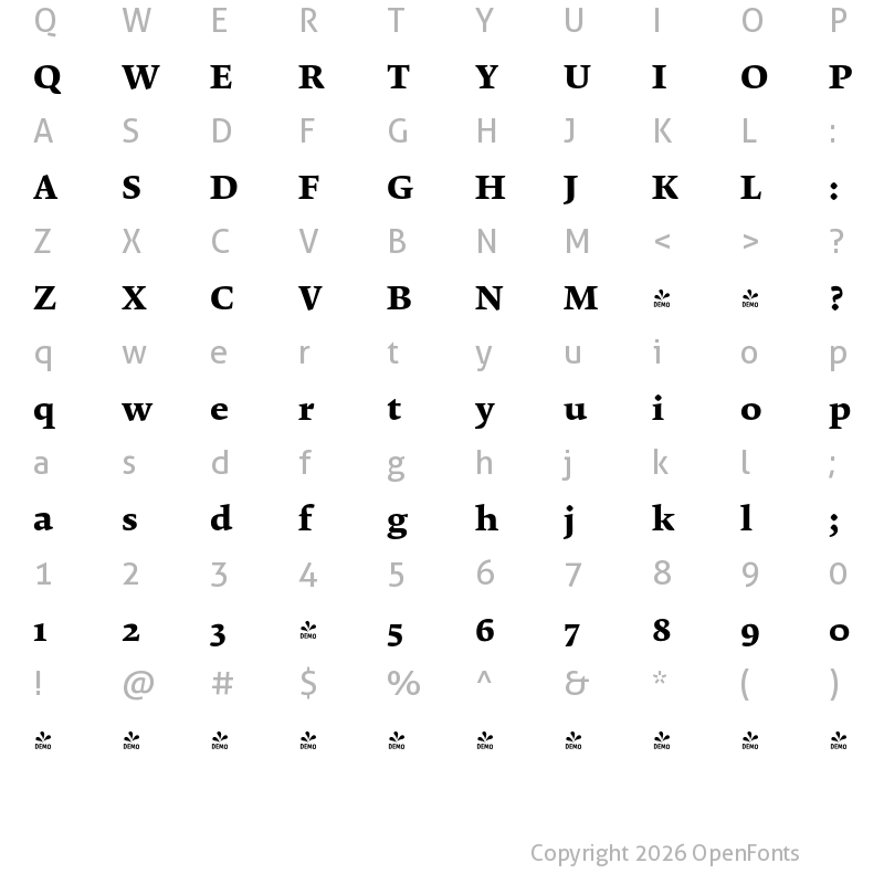 Character Map of FONTSPRING DEMO - Krete Bold
