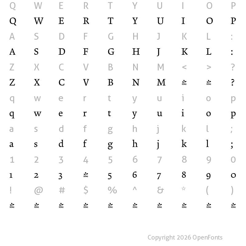 Character Map of FONTSPRING DEMO - Krete Regular