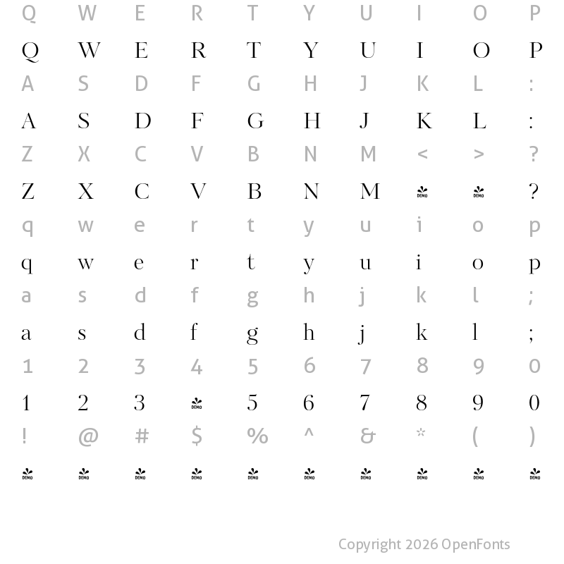 Character Map of FONTSPRING DEMO - Kudryashev Headline Regular