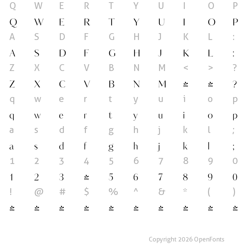 Character Map of FONTSPRING DEMO - Kudryashev Headline Sans Regular