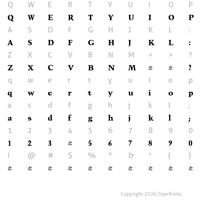 Character Map of FONTSPRING DEMO - Kuenstler 480 BT Black Regular