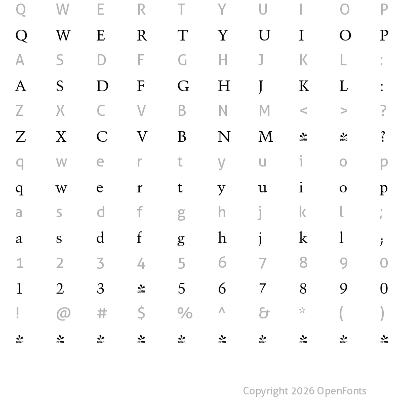 Character Map of FONTSPRING DEMO - Kuenstler 480 BT Regular