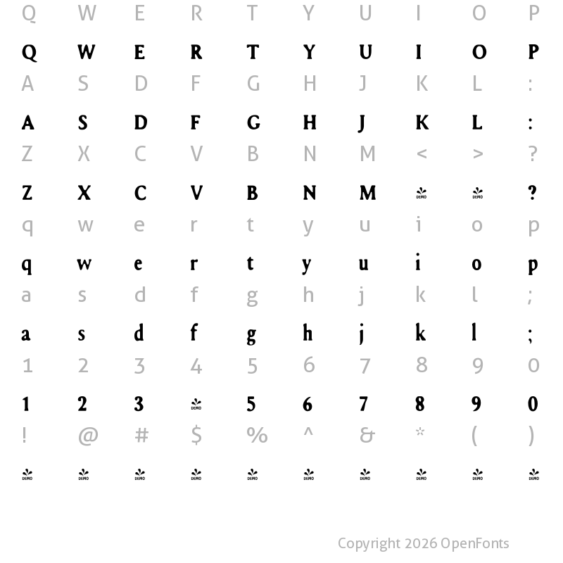 Character Map of FONTSPRING DEMO - Kula Blur Regular