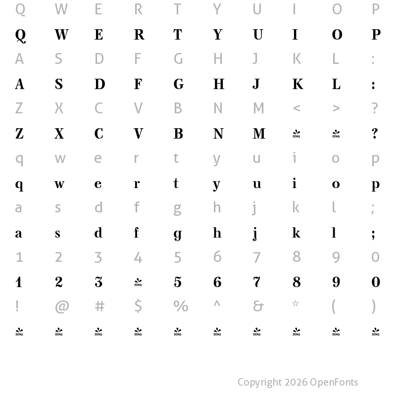 Character Map of FONTSPRING DEMO - Kuzanyan Bold