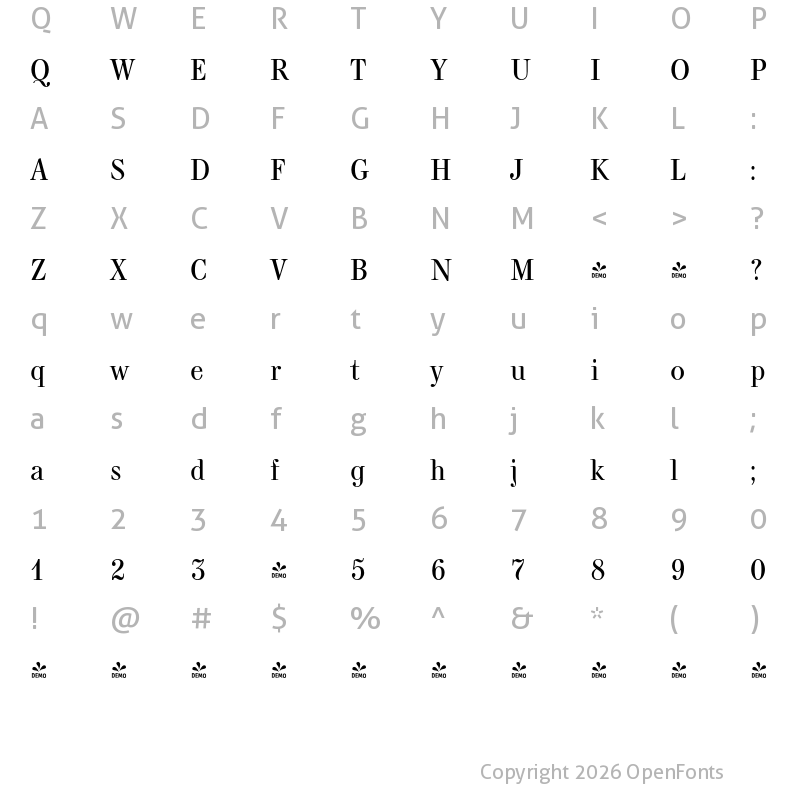 Character Map of FONTSPRING DEMO - Kuzanyan Regular