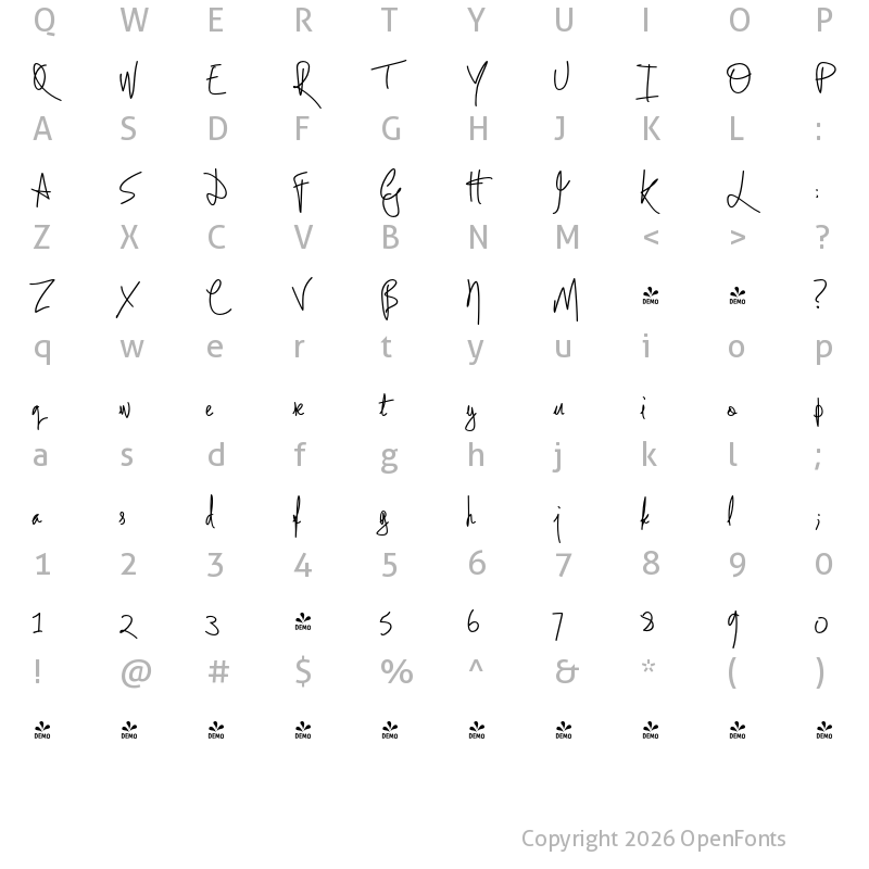 Character Map of FONTSPRING DEMO - La Carte Bold
