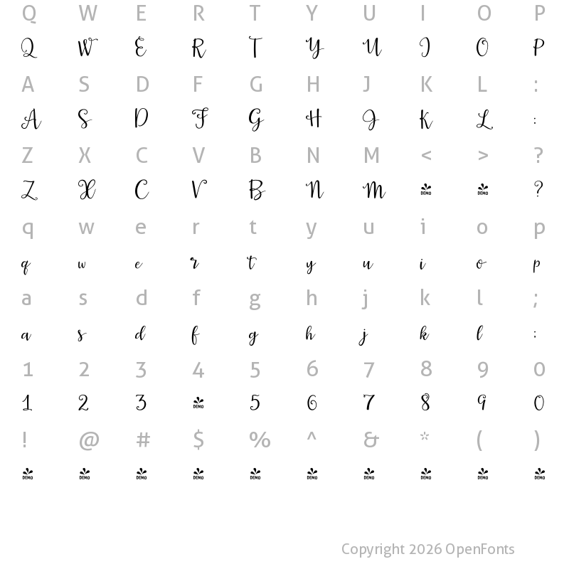 Character Map of FONTSPRING DEMO - La Veronique Two Regular