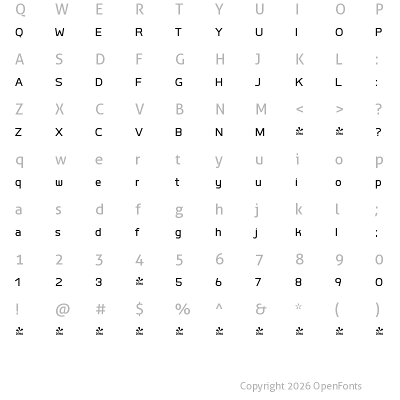 Character Map of FONTSPRING DEMO - Labrador A Med Regular