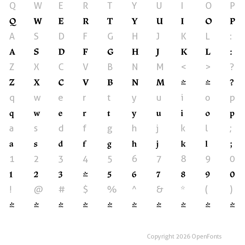 Character Map of FONTSPRING DEMO - Ladoga Bold