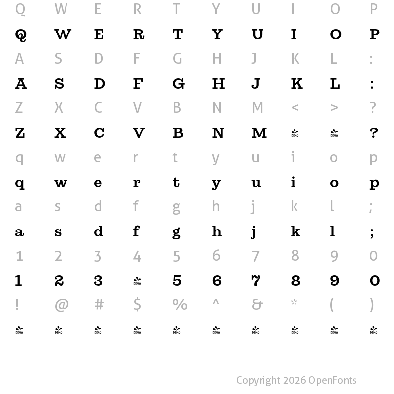 Character Map of FONTSPRING DEMO - Lagom Medium Regular