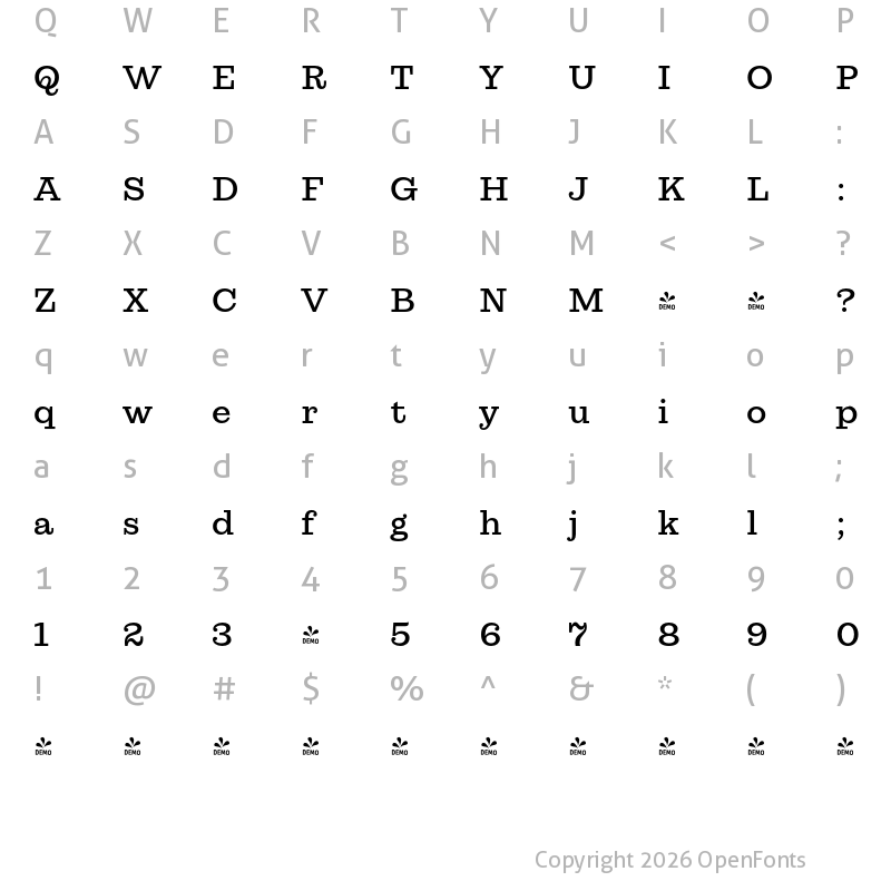 Character Map of FONTSPRING DEMO - Lagom Regular