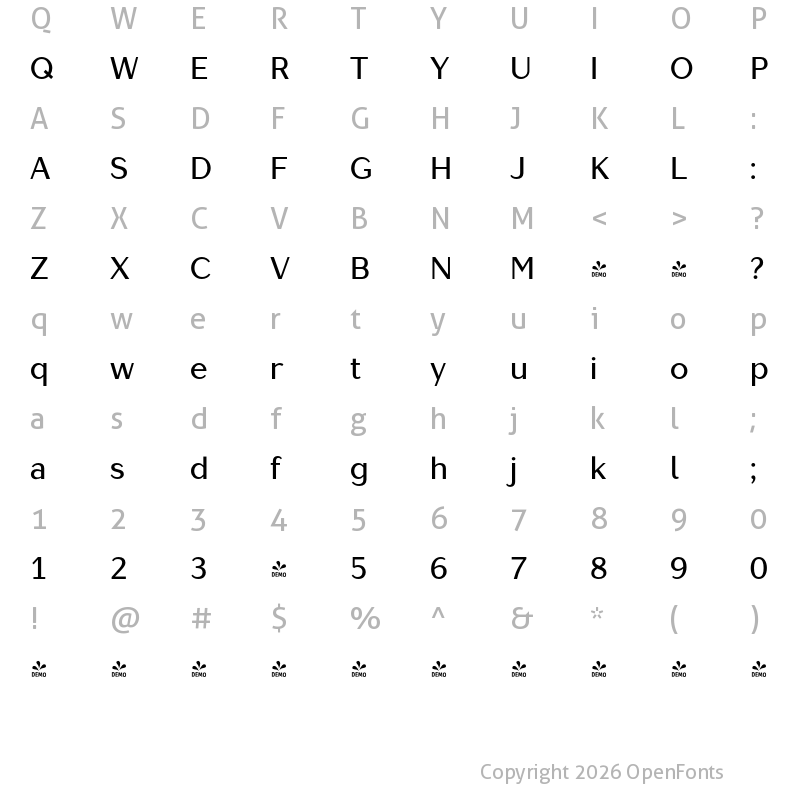Character Map of FONTSPRING DEMO - Lagu Sans Medium Regular
