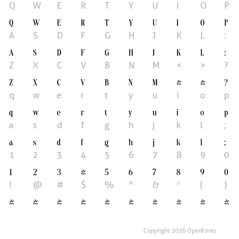 Character Map of FONTSPRING DEMO - Lakone Regular