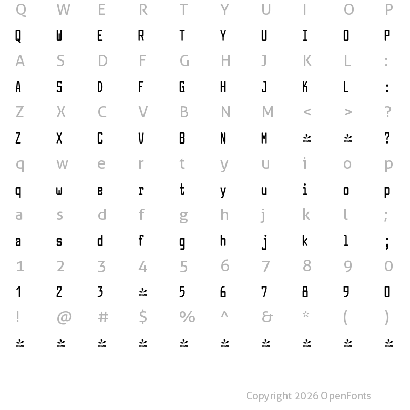 Character Map of FONTSPRING DEMO - Larabiefont Cp Bold