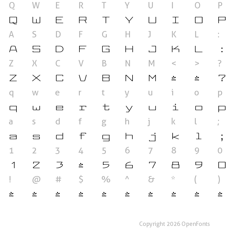 Character Map of FONTSPRING DEMO - Larabiefont Xt Regular