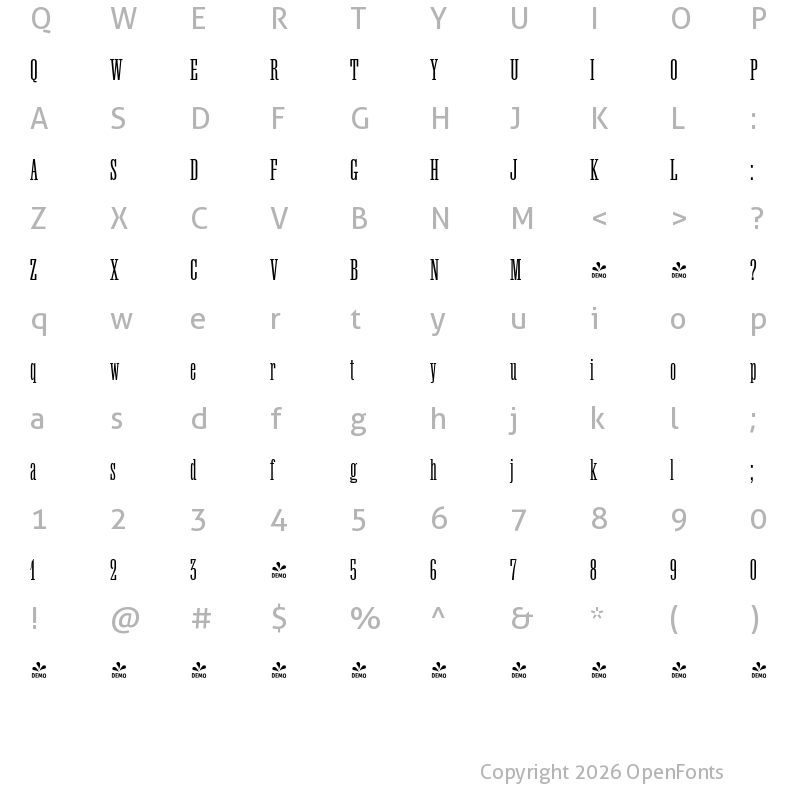 Character Map of FONTSPRING DEMO - Lehmann Egyptian Regular