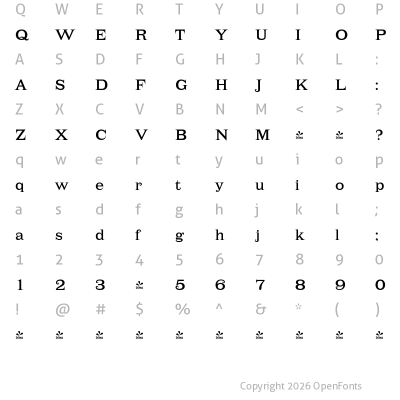 Character Map of FONTSPRING DEMO - Lehmann Regular