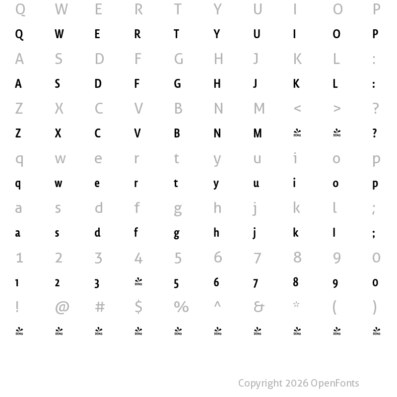 Character Map of FONTSPRING DEMO - Lemon Sans Rnd Cnd Medium Regular