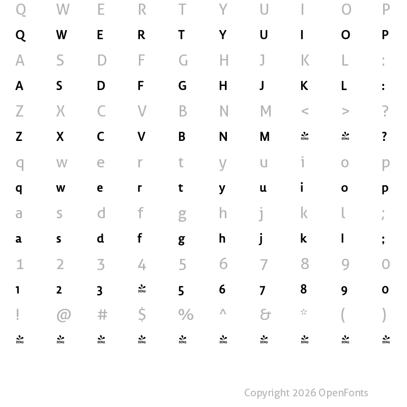 Character Map of FONTSPRING DEMO - Lemon Sans Rnd Medium Regular