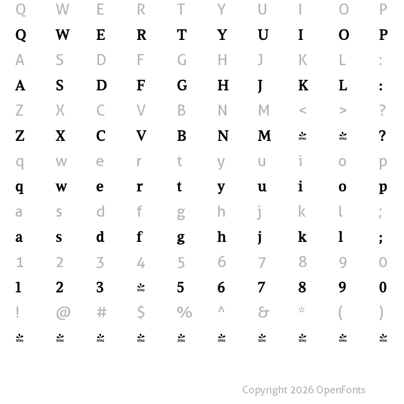 Character Map of FONTSPRING DEMO - Leo Bold