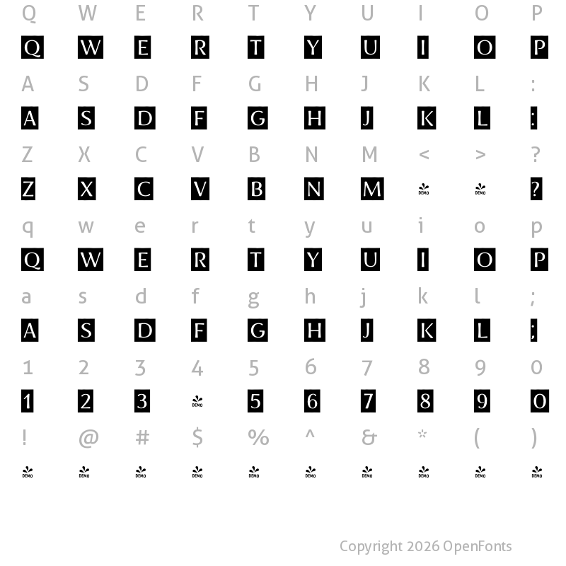 Character Map of FONTSPRING DEMO - LFNotes Regular