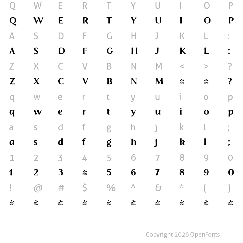 Character Map of FONTSPRING DEMO - LFSans Bold Regular