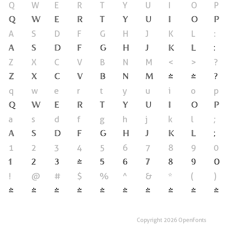 Character Map of FONTSPRING DEMO - LFSans Engraved Regular