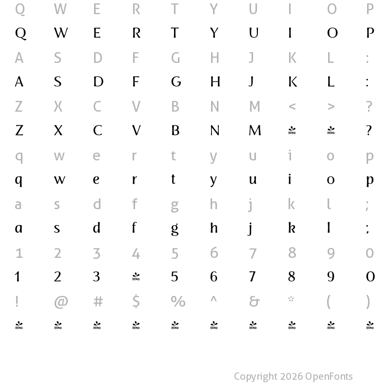 Character Map of FONTSPRING DEMO - LFSans Regular