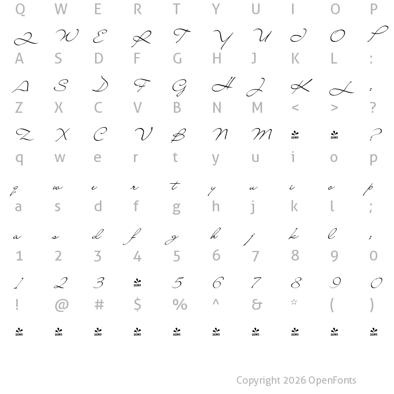 Character Map of FONTSPRING DEMO - Liana Regular