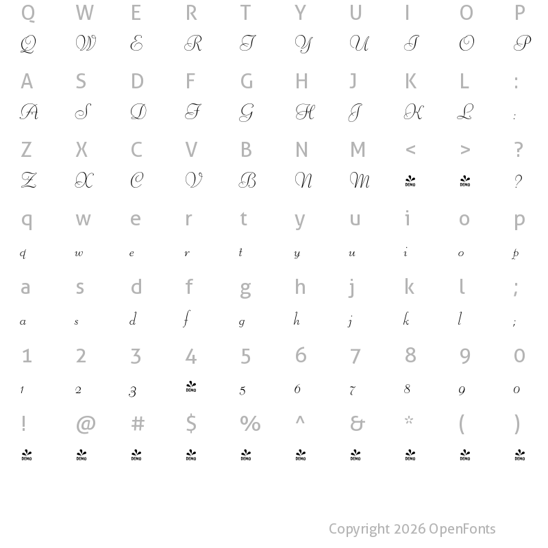 Character Map of FONTSPRING DEMO - Liberty FS Regular