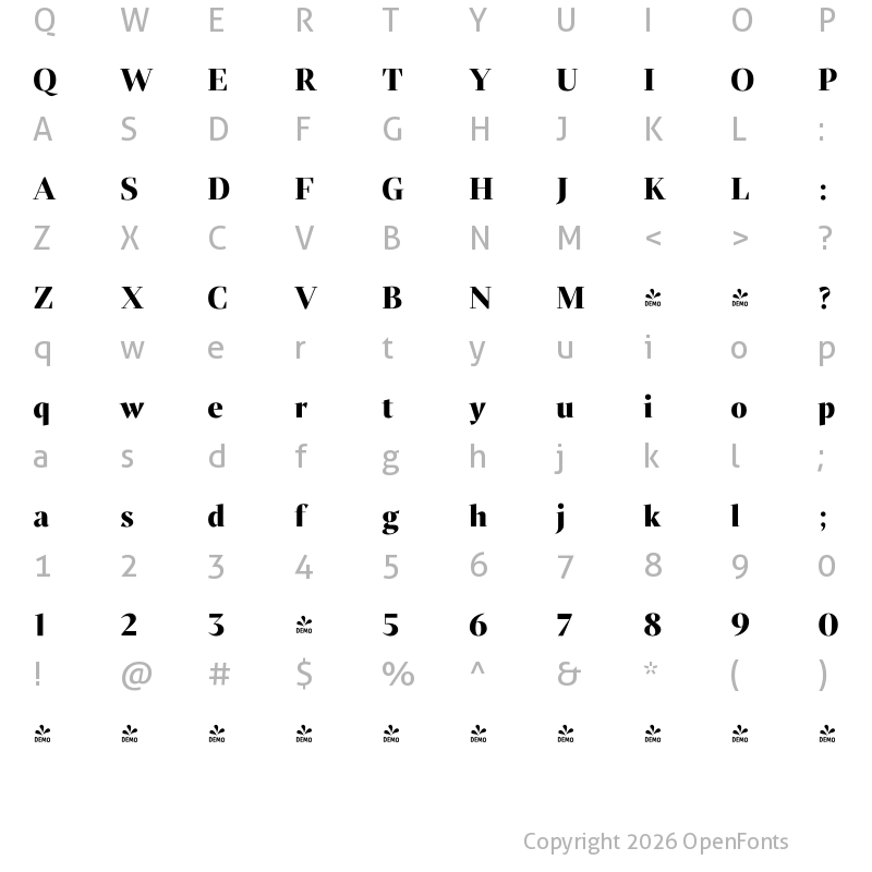 Character Map of FONTSPRING DEMO - Liet Display ExtraBold Regular