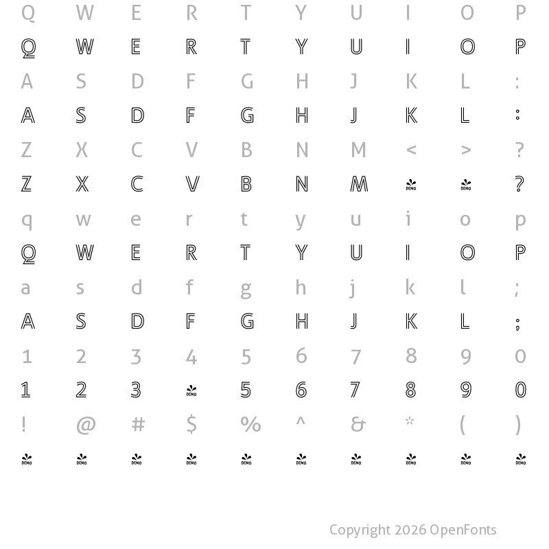 Character Map of FONTSPRING DEMO - Ligurino Ol Regular