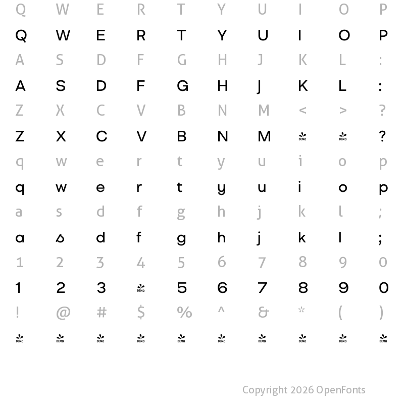 Character Map of FONTSPRING DEMO - Liliana SemiBold Regular