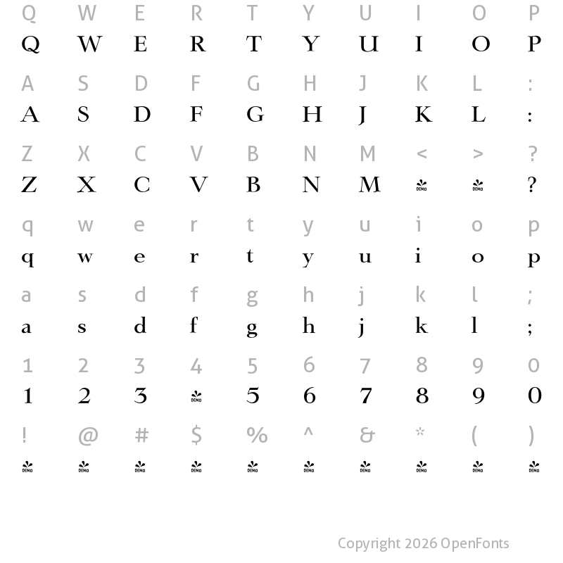 Character Map of FONTSPRING DEMO - Lingwood Serial Medium Regular