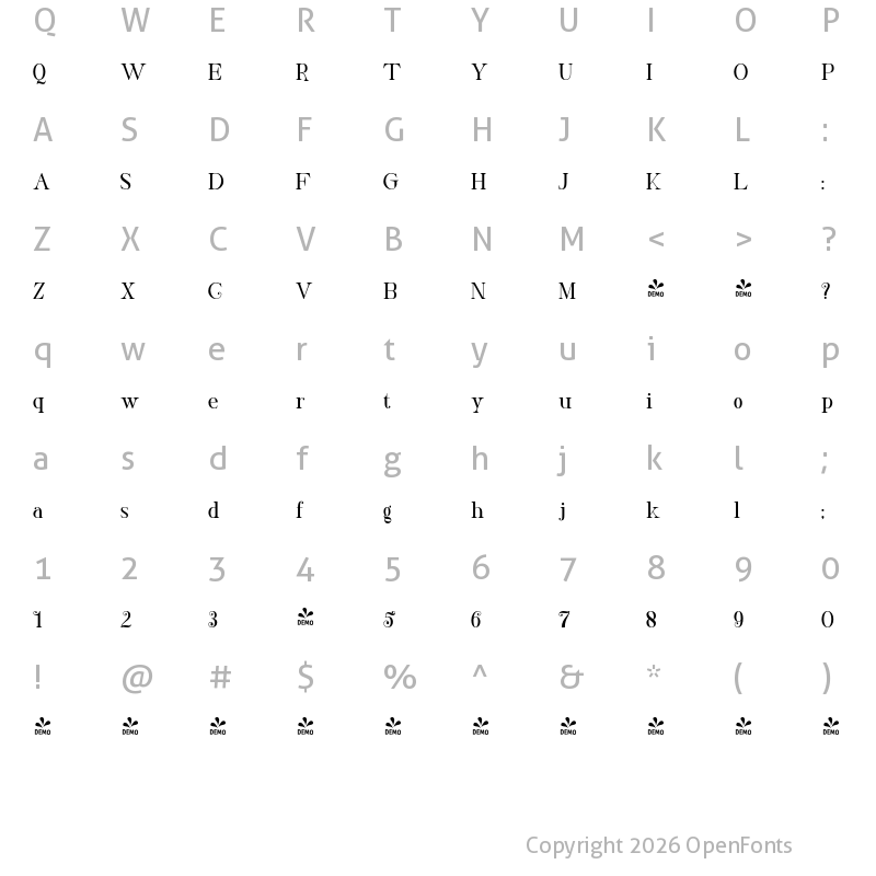 Character Map of FONTSPRING DEMO - Loadkew Bold
