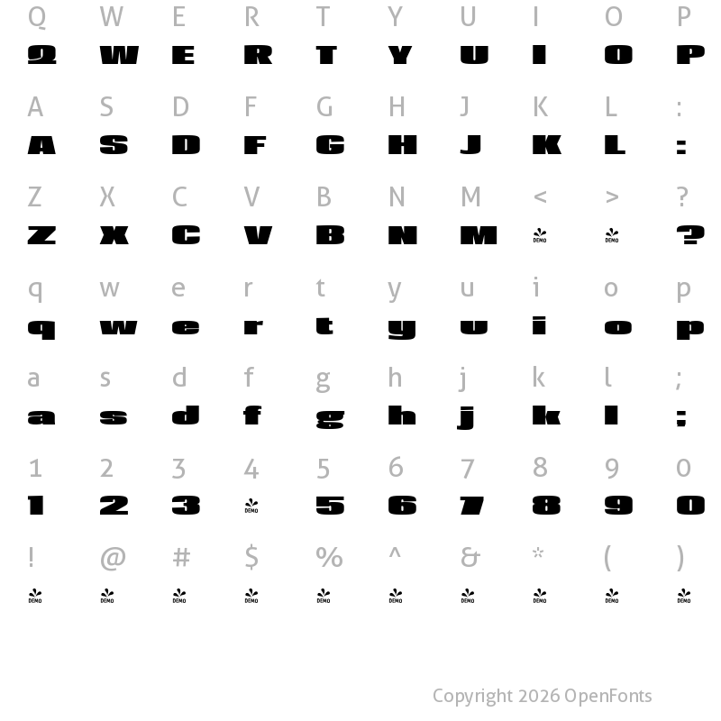 Character Map of FONTSPRING DEMO - Loft Std Extra Bold Regular