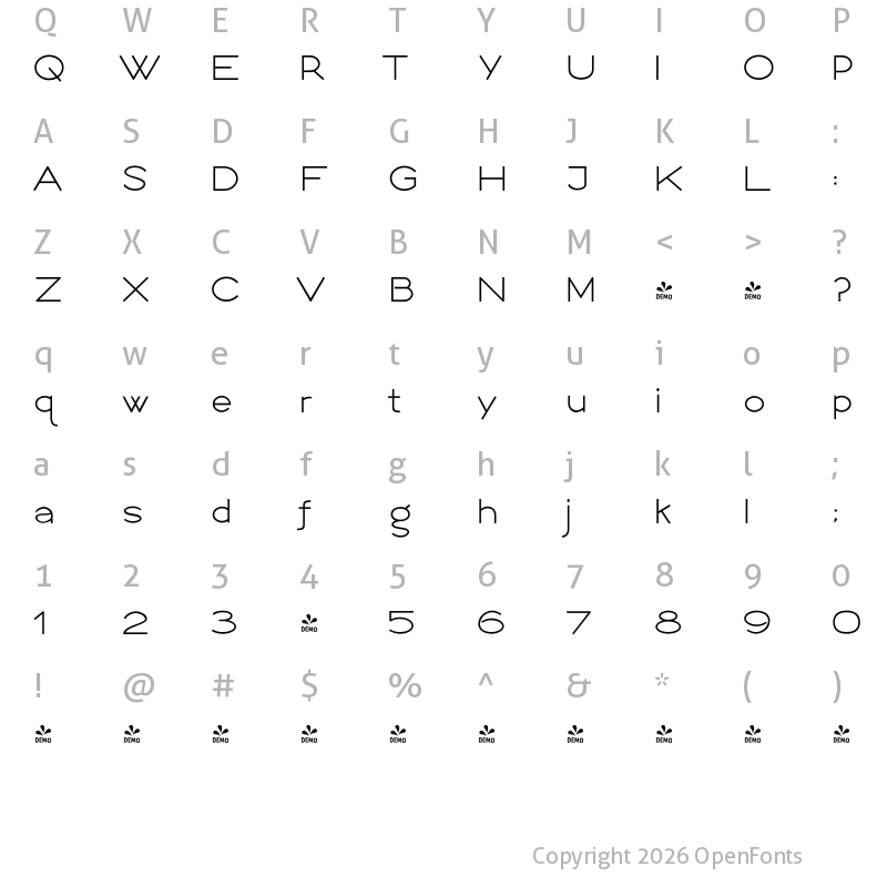 Character Map of FONTSPRING DEMO - Logo Sans DemiBold DemiBold