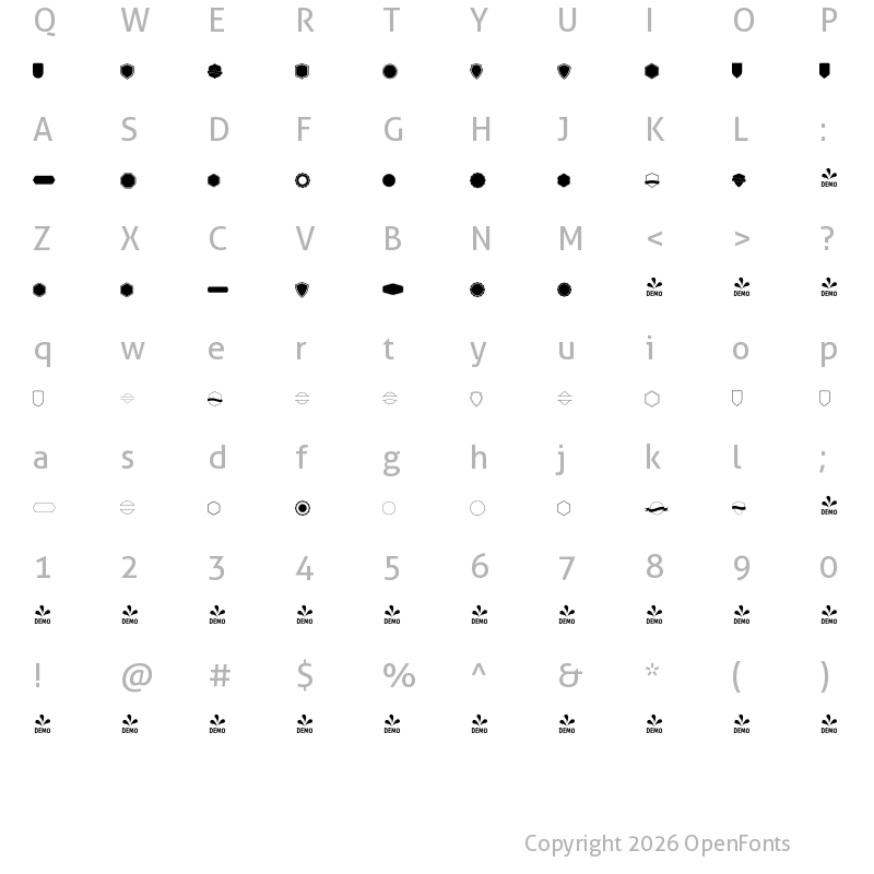 Character Map of FONTSPRING DEMO - LS Dingbats Badge Regular