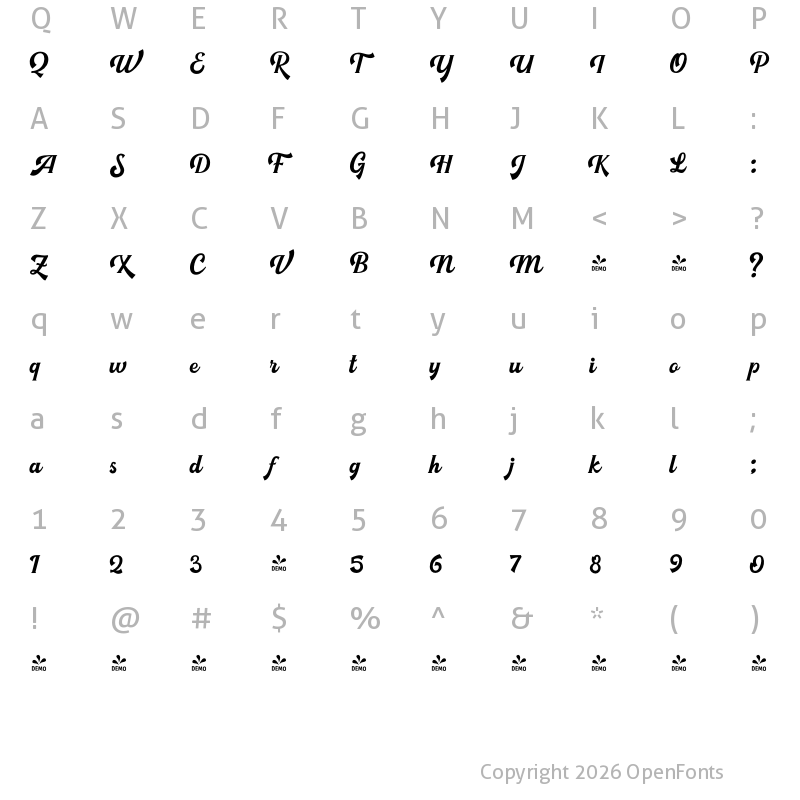 Character Map of FONTSPRING DEMO - LS Harsey Regular Regular