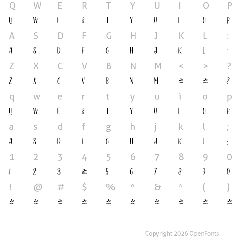 Character Map of FONTSPRING DEMO - LS Olive 02 Sans 02 Sans