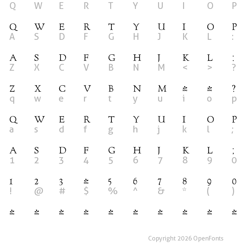 Character Map of FONTSPRING DEMO - LTC Forum Title Regular