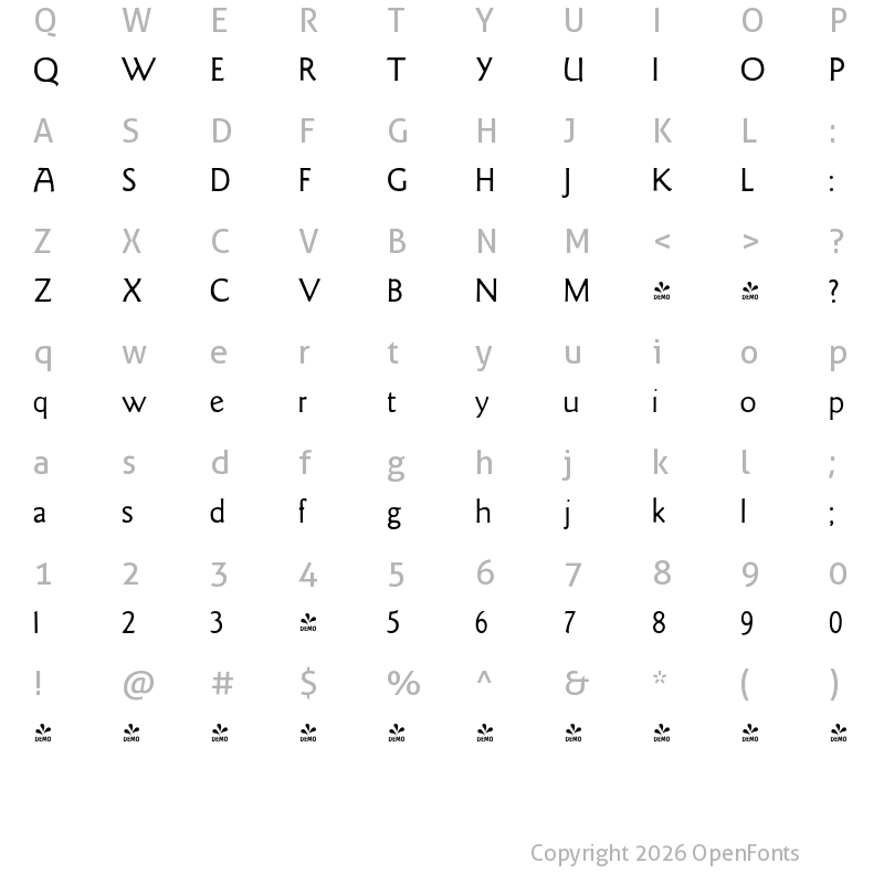 Character Map of FONTSPRING DEMO - LTC Goudy Sans Light Regular