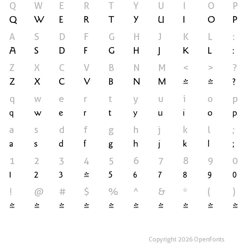 Character Map of FONTSPRING DEMO - LTC Goudy Sans Regular