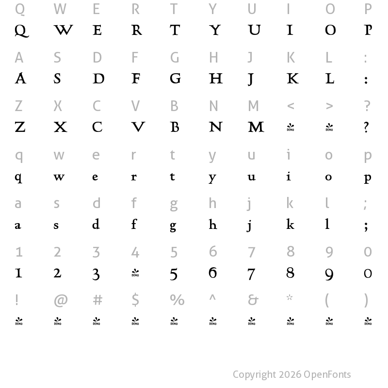 Character Map of FONTSPRING DEMO - LTC Hadriano Regular