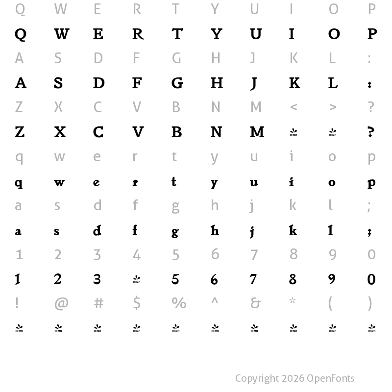 Character Map of FONTSPRING DEMO - LTC Jenson Heavyface Regular